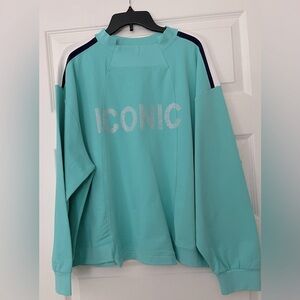 Ashley Stewart Size 22/24 Turquoise/White/Black  Letter ICONIC Sweat Shirt